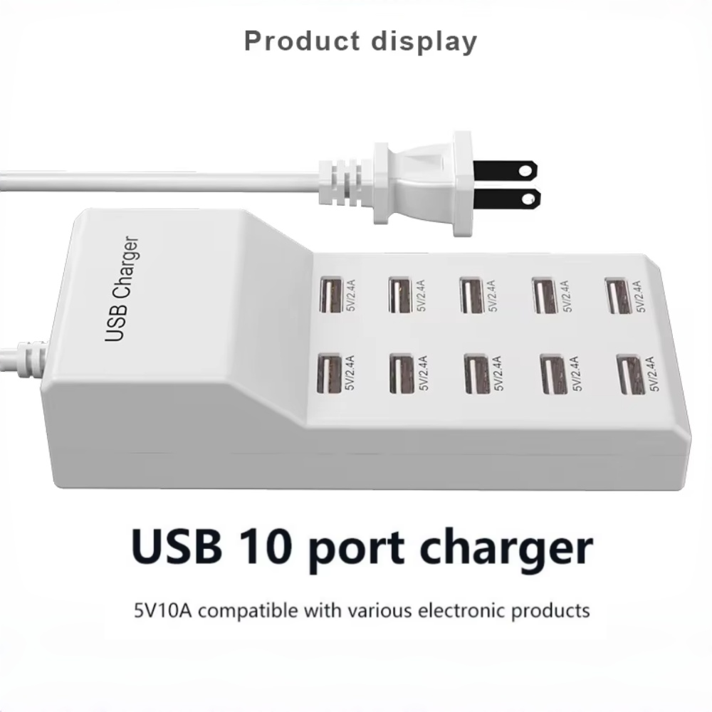 Power Tools Uk - Chargeur rapide Hub USB 10 Ports,