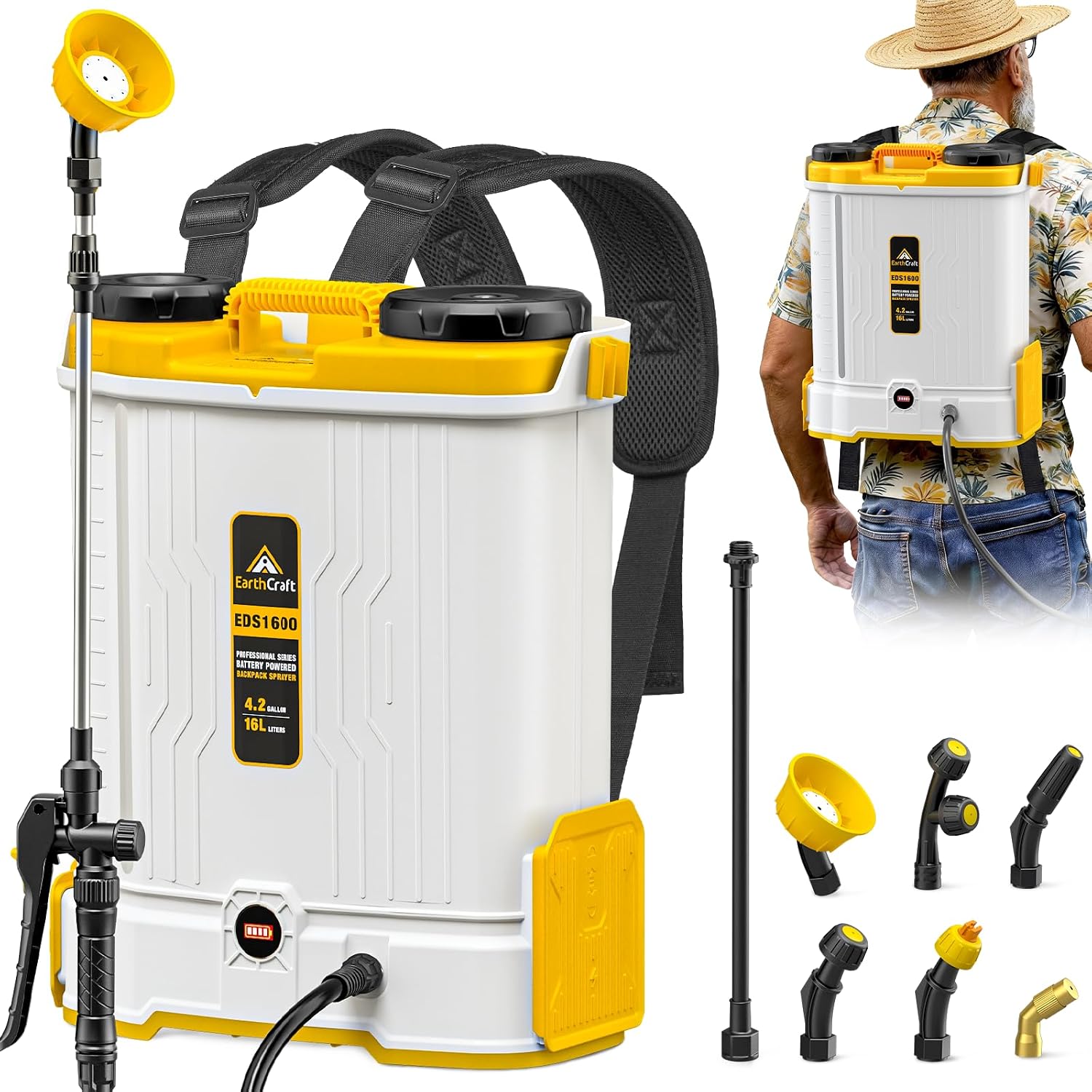 Power Tools Garden - Pulvérisateur à dos alimenté par batterie